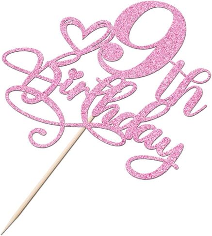 Happy 2nd Birthday Cake Topper，Anniversary Party/Boy or Girl Two Year Old Birthday Party Supplies Pink Glitter in Saudi Arabia