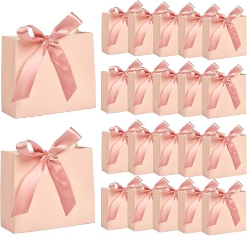24Pack Small Gift Bags, Mini Party Favor Bag Treat Box with Bow Ribbon,Party Favors Goodie Bags For Wedding,Birthday,Baby Shower Favor, Bridal Shower(4.5x1.8x3.9 Inch) (PINK) in Saudi Arabia