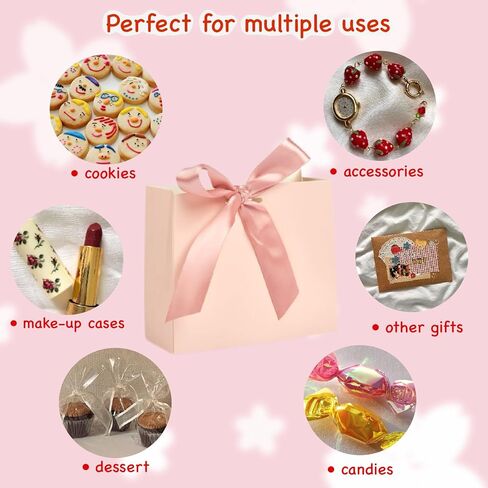 24Pack Small Gift Bags, Mini Party Favor Bag Treat Box with Bow Ribbon,Party Favors Goodie Bags For Wedding,Birthday,Baby Shower Favor, Bridal Shower(4.5x1.8x3.9 Inch) (PINK) in Saudi Arabia