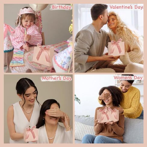 24Pack Small Gift Bags, Mini Party Favor Bag Treat Box with Bow Ribbon,Party Favors Goodie Bags For Wedding,Birthday,Baby Shower Favor, Bridal Shower(4.5x1.8x3.9 Inch) (PINK) in Saudi Arabia