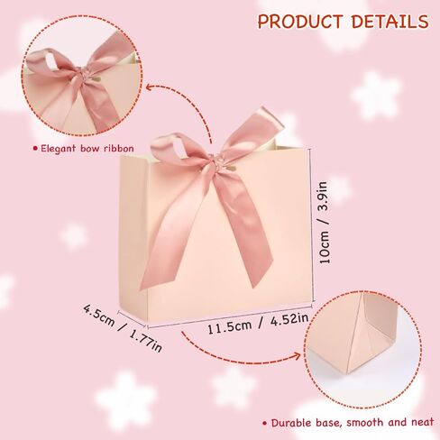 24Pack Small Gift Bags, Mini Party Favor Bag Treat Box with Bow Ribbon,Party Favors Goodie Bags For Wedding,Birthday,Baby Shower Favor, Bridal Shower(4.5x1.8x3.9 Inch) (PINK) in Saudi Arabia