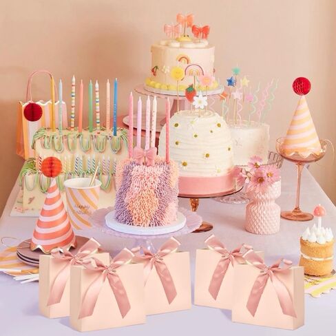 24Pack Small Gift Bags, Mini Party Favor Bag Treat Box with Bow Ribbon,Party Favors Goodie Bags For Wedding,Birthday,Baby Shower Favor, Bridal Shower(4.5x1.8x3.9 Inch) (PINK) in Saudi Arabia