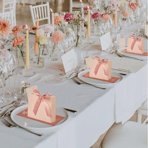 24Pack Small Gift Bags, Mini Party Favor Bag Treat Box with Bow Ribbon,Party Favors Goodie Bags For Wedding,Birthday,Baby Shower Favor, Bridal Shower(4.5x1.8x3.9 Inch) (PINK) in Saudi Arabia