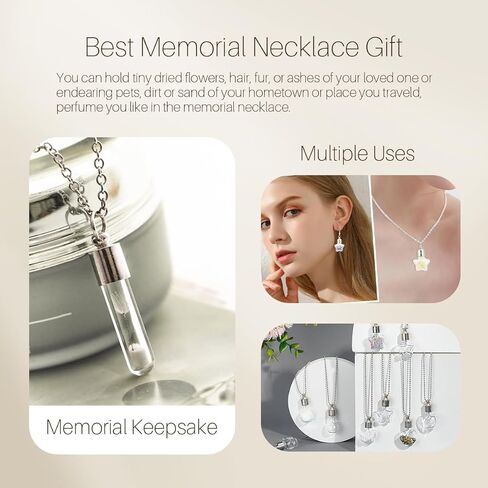 قلادة تذكارية من فراء الحيوانات الأليفة، قلادة تذكار لرماد الكلب، دائرة زجاجية شفافة قلادة على شكل جرة صغيرة للحيوانات الأليفة، مجوهرات تذكارية للنساء والرجال، قلادة قارورة للرماد، هدايا تذكارية لشعر القطط (كلب) in Kuwait