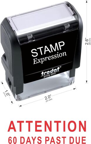StampExpression - تنبيه بعد مرور 60 يومًا على انتهاء موعد استحقاق المكتب ختم مطاطي ذاتي التحبير - حبر أحمر (A-5213) in Saudi Arabia