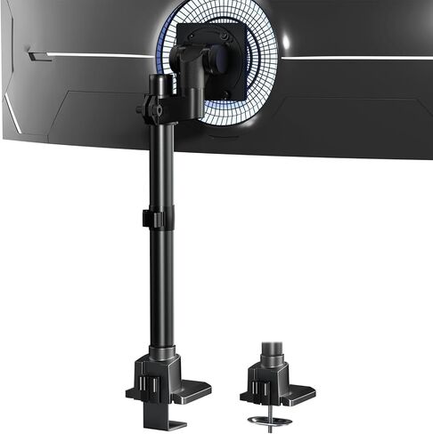Single Monitor-Arm Heavy Duty for 24-57-inch - Ultrawide Aluminum Single Pole Monitor Mount,Fully Adjustable, Ideal for Gaming, Office & Home Use, Max Load 59.4lbs, VESA 75/100/200 mm, Black in Saudi Arabia