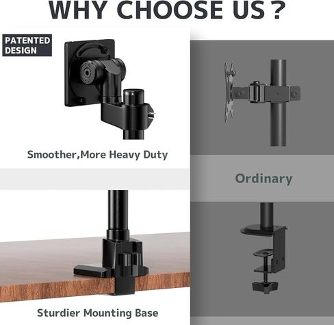 Single Monitor-Arm Heavy Duty for 24-57-inch - Ultrawide Aluminum Single Pole Monitor Mount,Fully Adjustable, Ideal for Gaming, Office & Home Use, Max Load 59.4lbs, VESA 75/100/200 mm, Black in Saudi Arabia