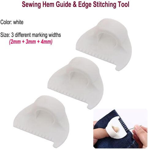 3-Pack Plastic Sewing Hem Guide & Edge Stitching Tool with 2/3/4mm Markings for Even and Professional Fabric Edges (Yellow) in Saudi Arabia