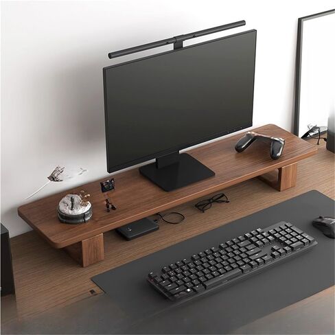 Desk Shelf, Monitor Stand, Desk Stand with Wooden Frame, Monitor Shelf with 2 Heights, Minimalist Desktop Shelf for Monitors, Laptop, TV(31.5x7.9x4.7in) in Saudi Arabia