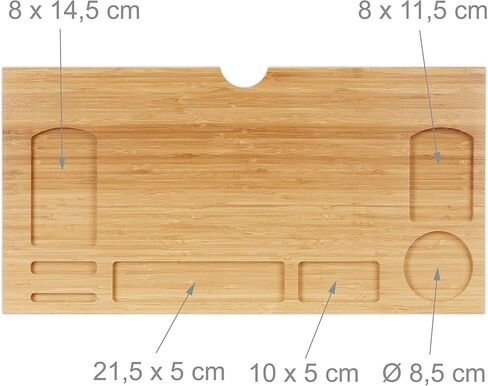 Relaxdays Bamboo Monitor Stand, 7 Compartments, Screen Riser Desk, Monitor Base, HBT: 8.5 x 60 x 30 cm, Natural in Saudi Arabia