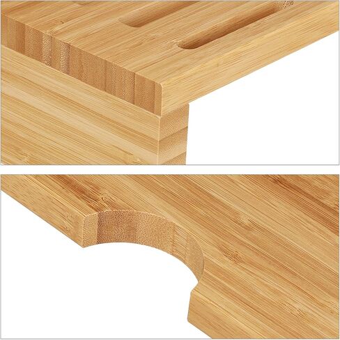 Relaxdays Bamboo Monitor Stand, 7 Compartments, Screen Riser Desk, Monitor Base, HBT: 8.5 x 60 x 30 cm, Natural in Saudi Arabia