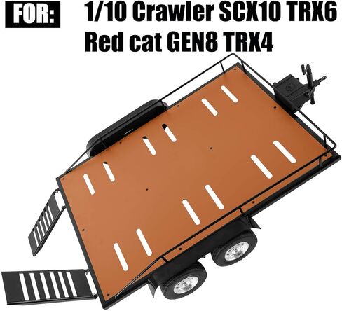 مجموعة مقطورة RC مع حزام ونش حركي مرن لـ 1/10 RC Crawler SCX10 TRX6 Red cat GEN8 TRX4، مقطورة من الألومنيوم الحديدي، بني in Kuwait
