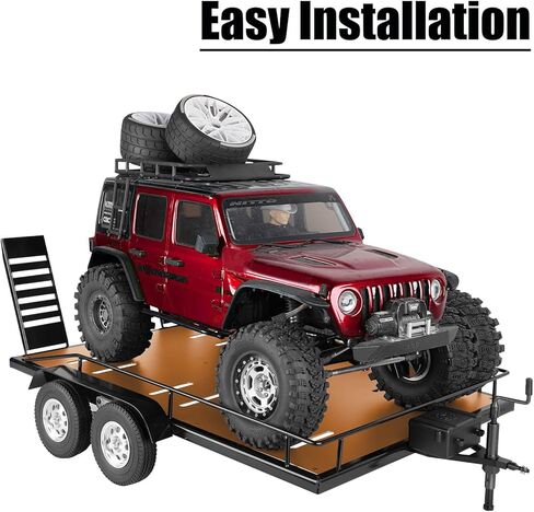 مجموعة مقطورة RC مع حزام ونش حركي مرن لـ 1/10 RC Crawler SCX10 TRX6 Red cat GEN8 TRX4، مقطورة من الألومنيوم الحديدي، بني in Kuwait
