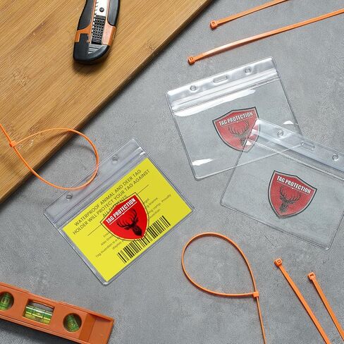 6 Pack Hunting License Holder Clear Hunting Tag Holder Waterproof Hunting License Holder with 6 Pcs Orange Zip Ties for Deer Turkey Elk Hunting Fishing Archery Tags Permits in Saudi Arabia