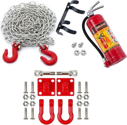 Metal Climbing RC Car Decoration Fire Extinguisher Metal Chain and Winch Shackles RC Decorations Accessories for 1/10 Crawler Car Axial SCX10 D90 D110 Traxxas TRX4 TRX6 Redcat Hop-Up Parts in Saudi Arabia
