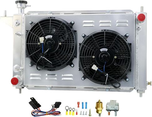 All Aluminum Radiator Compatible With Ford GT SVT 3.8L V6 5.0L V8 1994 1995 1996 94 95 96 Radiador, CU1488 3 Row Core Cooling Radiator + Shroud/Fan + Relay Kit in Saudi Arabia