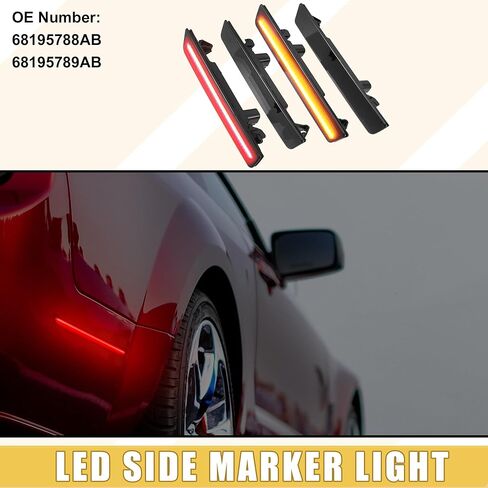 LED الجانب ماركر ضوء 68195788AB الجبهة الخلفية بدوره أضواء الإشارة الحاجز مصابيح Sidemarker ل دودج تشالينجر عدسة سوداء العنبر الأحمر LED ضوء 2 زوج in Saudi Arabia