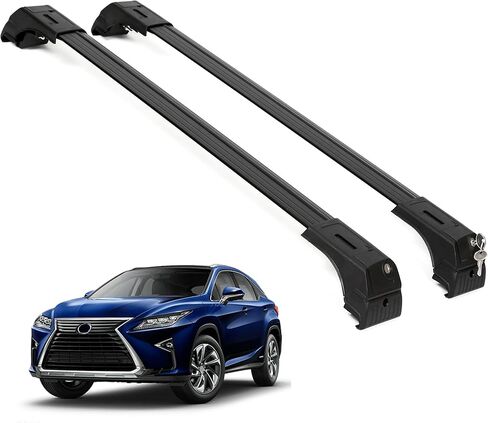 ERKUL Roof Rack Cross Bars for Lexus RX350L RX450H RX450HL 2016-2022 | Aluminum Crossbars with Anti Theft Lock for Rooftop | Compatible with Flush Rails - Black in Saudi Arabia