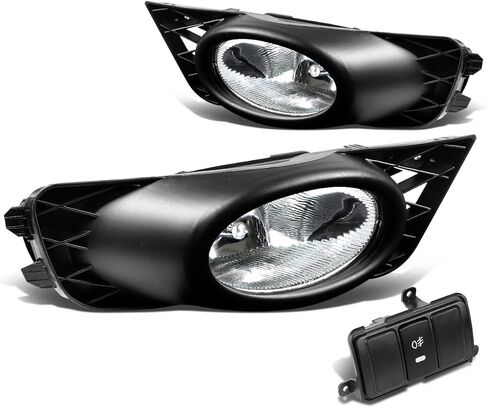 مجموعة مصابيح الضباب من Auto Dynasty متوافقة مع 2009-2011 Honda Civic 4 أبواب، استبدال مصباح الضباب مع مفتاح الحافة وتسخير الأسلاك، جانب راكب السائق، عدسة شفافة in Saudi Arabia