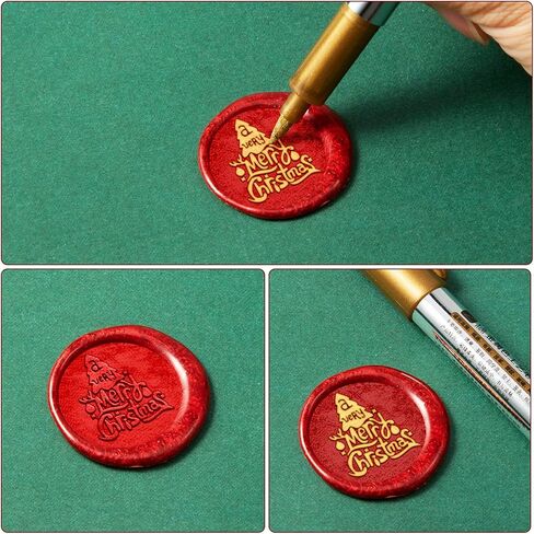 208 Pieces Christmas Wax Seal Stamp Kit, Include 6 Pieces Wax Stamp Brass Heads with Wooden Hilt, 200 Pieces Sealing Wax Beads and Gold Marker Pen for Holiday Invitations Decorations (Santa Patterns) in Saudi Arabia