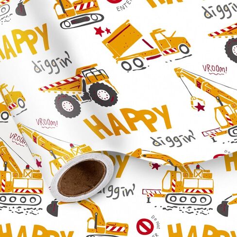 LeZakaa Kids Wrapping Paper Roll – Fire Truck & Helicopter Cartoon Theme with Watercolor Design – Mini Roll 17 in x 16.4 Ft Gift Wrap for Boys Birthday, Party, Baby Shower in Saudi Arabia