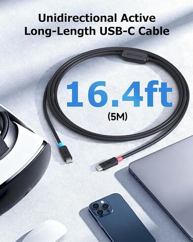 Cable Matters كابل USB C نشط مع فيديو 4K ونقل بيانات بسرعة 5 جيجابت في الثانية بطول 16.4 قدم للشاشة المحمولة وسماعة رأس Oculus Quest 2 VR والمزيد in Kuwait