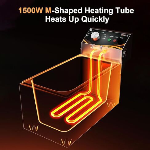 مقلاة كهربائية عميقة (1500 واط، 8 لتر) - سطح من الفولاذ المقاوم للصدأ مع سلة وغطاء وزر إعادة الضبط، يمكن التحكم في درجة الحرارة للمطبخ المنزلي in Kuwait