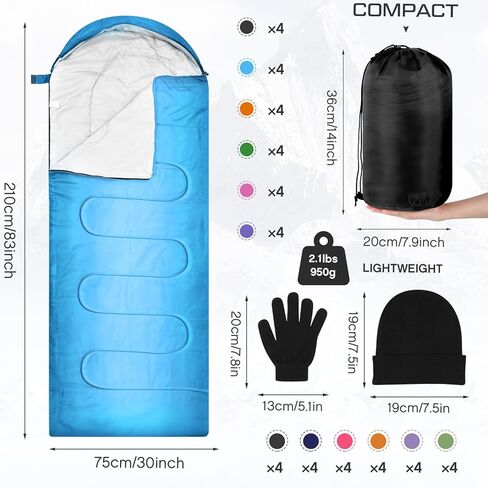Preboun 24 Sleeping Bags Winter Beanies Gloves Set for Homeless Warm or Cold Weather Sleeping Bags Winter Hat and Gloves Pack for Backpacking Camping Hiking Homeless Supplies in Saudi Arabia