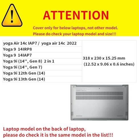 غطاء حافظة كمبيوتر محمول لجهاز Lenovo Yoga 9i 14 2 in1 Gen 8/7 2023/2022 & Yoga 9 14IRP8 14IAP7 & Yoga Air 14c IAP7 [ليست نماذج أخرى] حقيبة كمبيوتر محمولة واقية من البولي يوريثان (أسود) in Saudi Arabia
