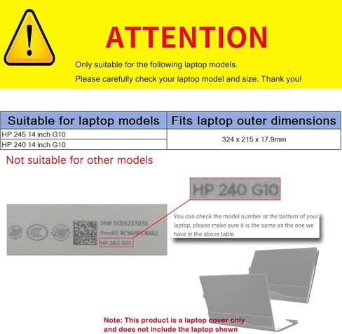 Laptop Cover Case for HP 240 14 inch G10 & for HP 245 14 inch G10 Notebook PC Sleeve,PU Leather Detachable Protective Case Bag Accessories (Dark Grey) in Saudi Arabia