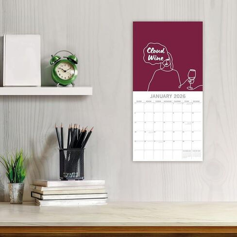 تقويم حائط مربع 2026 من The Gifted Stationery، علامات النبيذ، تقويم معلق بموضوع زاوية مضحكة لمدة 16 شهرًا مع 180 ملصق تذكير، مخطط شهر للمنزل، أو المساحات الإبداعية، 12x12 بوصة in Saudi Arabia