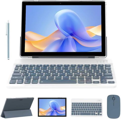 10 inch Tablet with Keyboard 2 in 1 Tablet Android 15 Tablets Include Case Mouse Stylus 6000mAh battery 8GB+32GB Support 1024GB Expandable 10.1" Tableta, 2MP+8MP Dual Camera WiFi-6 Bluetooth Tablets in Kuwait