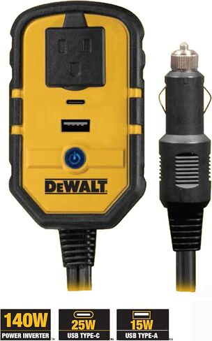 DEWALT DXAEPIP3W 20V, 3-Way Powered (Clamps, Battery, DC Plug) 1000 Watt Power Inverter; Dual AC Outlets, 1 USB-A Port, & 1 USB-C 30W Port in Saudi Arabia