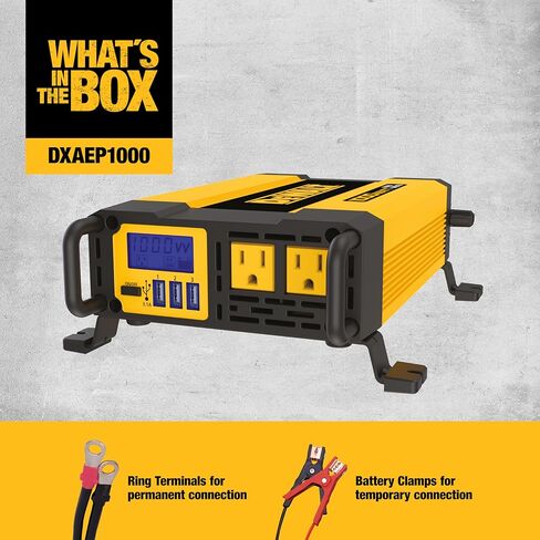 DEWALT DXAEPIP3W 20V, 3-Way Powered (Clamps, Battery, DC Plug) 1000 Watt Power Inverter; Dual AC Outlets, 1 USB-A Port, & 1 USB-C 30W Port in Saudi Arabia