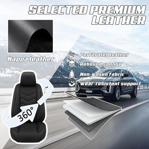 أغطية مقاعد السيارة مناسبة لسيارة Lexus ES 300 2000-2026، أغطية مقاعد رياضية أنيقة، غطاء مقعد السيارة مصنوع من جلد نابا الفاخر المقاوم للماء. (مجموعة كاملة/أسود نقي) in Saudi Arabia