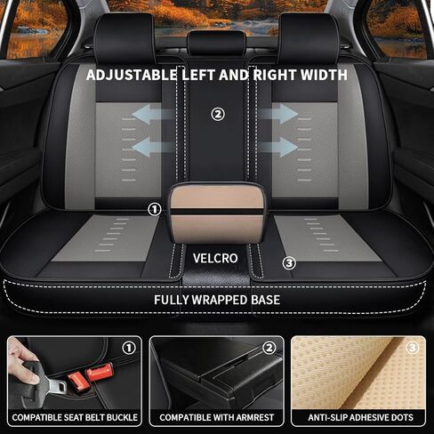 Seat Covers Full Set Fit for VW/Volkswagen Taos 2022-2025, Faux Leather Car Seat Covers Breathable 3D Lumbar Support Protector Car Seat Cushions(Black&Grey) in Saudi Arabia