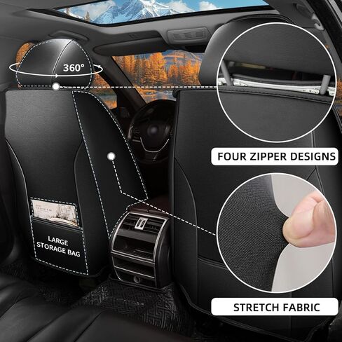 Seat Covers Full Set Fit for VW/Volkswagen Taos 2022-2025, Faux Leather Car Seat Covers Breathable 3D Lumbar Support Protector Car Seat Cushions(Black&Grey) in Saudi Arabia