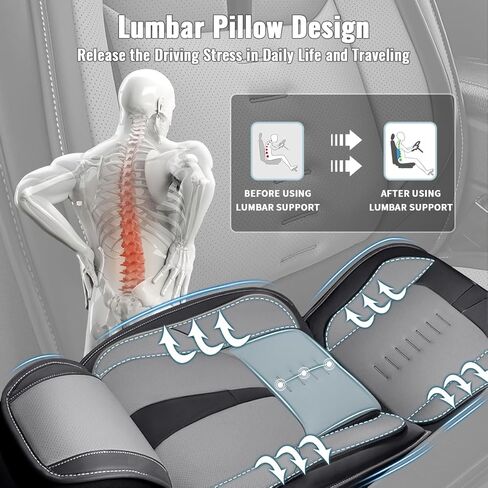 Seat Covers Full Set Fit for VW/Volkswagen Taos 2022-2025, Faux Leather Car Seat Covers Breathable 3D Lumbar Support Protector Car Seat Cushions(Black&Grey) in Saudi Arabia