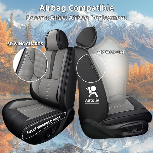 Seat Covers Full Set Fit for VW/Volkswagen Taos 2022-2025, Faux Leather Car Seat Covers Breathable 3D Lumbar Support Protector Car Seat Cushions(Black&Grey) in Saudi Arabia
