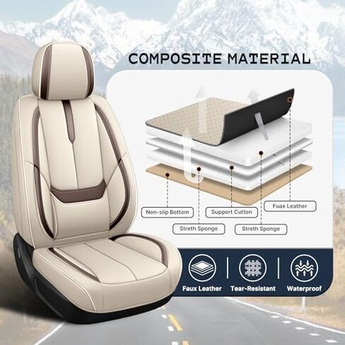 مناسب لأغطية مقاعد Hyundai Santa Cruz 2022-2025، تغطية كاملة مخصصة، جلد فاخر مقاوم للماء ومقاوم للبقع وسهل التركيب (برتقالي وأسود/مقعدان قياسيان) in Kuwait