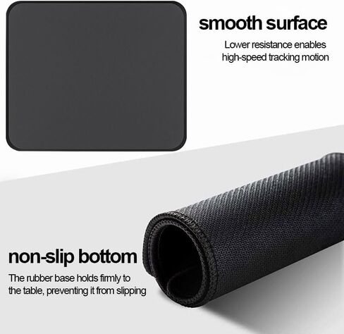 Mouse Pad with Computer Mouse Mat with Anti-Slip Rubber Base, Portable Mouse Pad for Home Office Desk Workstation Use, Black in Saudi Arabia