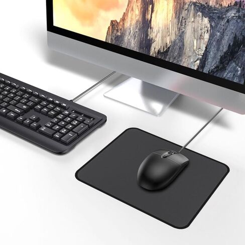 Mouse Pad with Computer Mouse Mat with Anti-Slip Rubber Base, Portable Mouse Pad for Home Office Desk Workstation Use, Black in Saudi Arabia