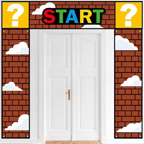 3Pcs Super Bros Door Decoration Set Super Video Games Door Banner Bricks Decorations Brother Adventure Decor for Baby Shower Boys Gamer Birthday Party Decorations Favors in Saudi Arabia