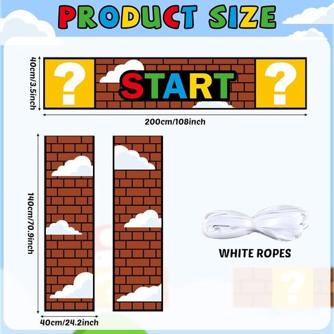 3Pcs Super Bros Door Decoration Set Super Video Games Door Banner Bricks Decorations Brother Adventure Decor for Baby Shower Boys Gamer Birthday Party Decorations Favors in Saudi Arabia