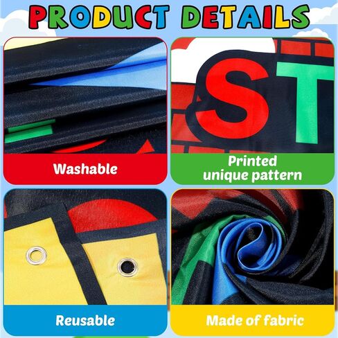 3Pcs Super Bros Door Decoration Set Super Video Games Door Banner Bricks Decorations Brother Adventure Decor for Baby Shower Boys Gamer Birthday Party Decorations Favors in Saudi Arabia