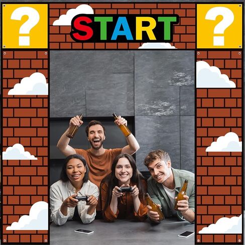 3Pcs Super Bros Door Decoration Set Super Video Games Door Banner Bricks Decorations Brother Adventure Decor for Baby Shower Boys Gamer Birthday Party Decorations Favors in Saudi Arabia