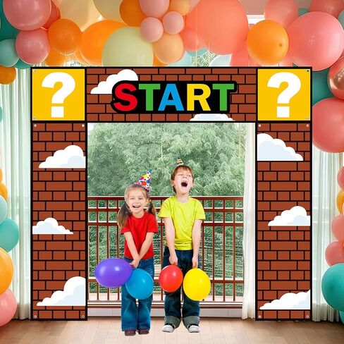 3Pcs Super Bros Door Decoration Set Super Video Games Door Banner Bricks Decorations Brother Adventure Decor for Baby Shower Boys Gamer Birthday Party Decorations Favors in Saudi Arabia
