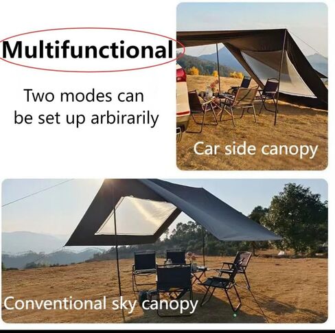 Car Side Tent for Fiat Grande Punto, Sun Shade with Outdoor Privacy Wall,Black in Saudi Arabia