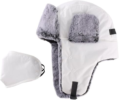 Home Prefer Men's Trapper Hat with Face Mask Faux Fur Trooper Trapper Hat for Men Winter Ushanka Hunting Hat in Kuwait