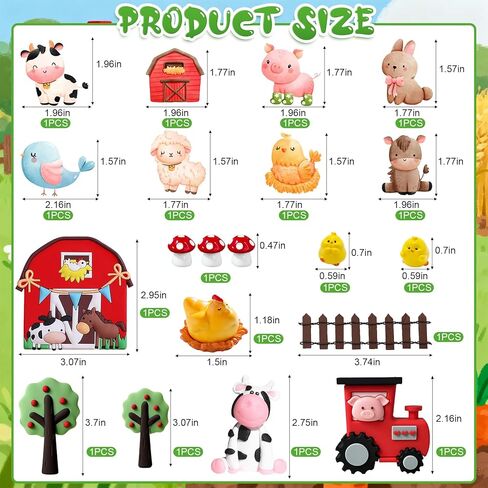 20Pcs Farm Cake Decorations Farm Cake Topper for Animal Farm Baby Shower Supplies in Saudi Arabia